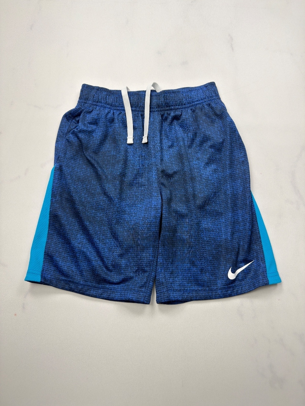 Nike Dri-FIT Athletic Shorts Blue with Drawstring - Boys M